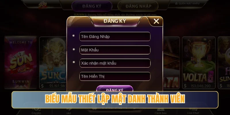 Biểu mẫu thiết lập mật danh thành viên