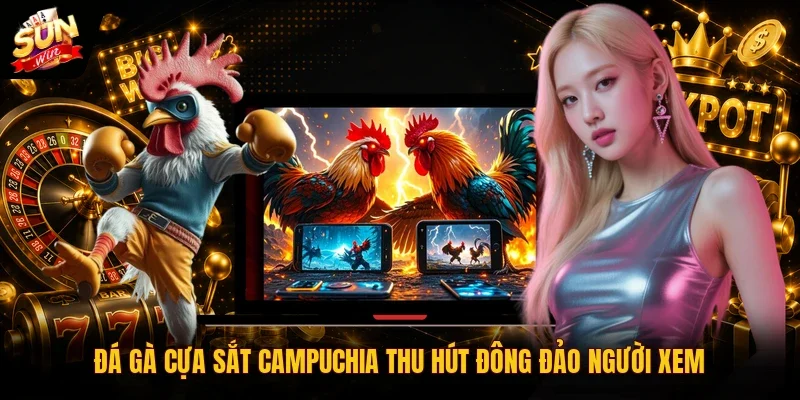 Đá gà cựa sắt Campuchia thu hút đông đảo người xem
