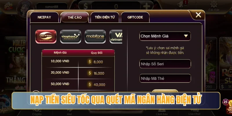 Nạp tiền siêu tốc qua quét mã ngân hàng điện tử